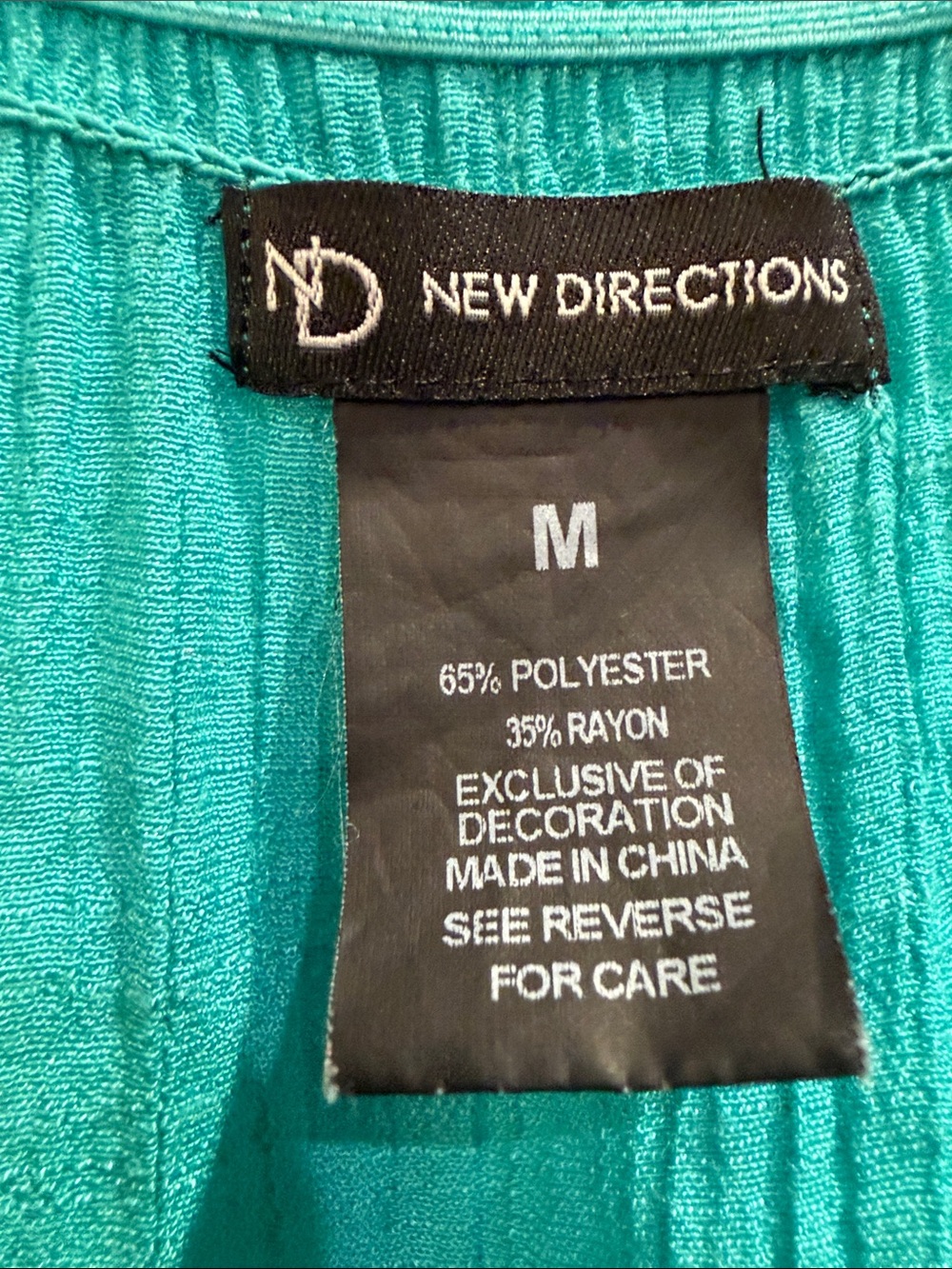 Teal Turquoise Sequin Ruffled Neck Summer Blouse Size Medium - Picture 3 of 3